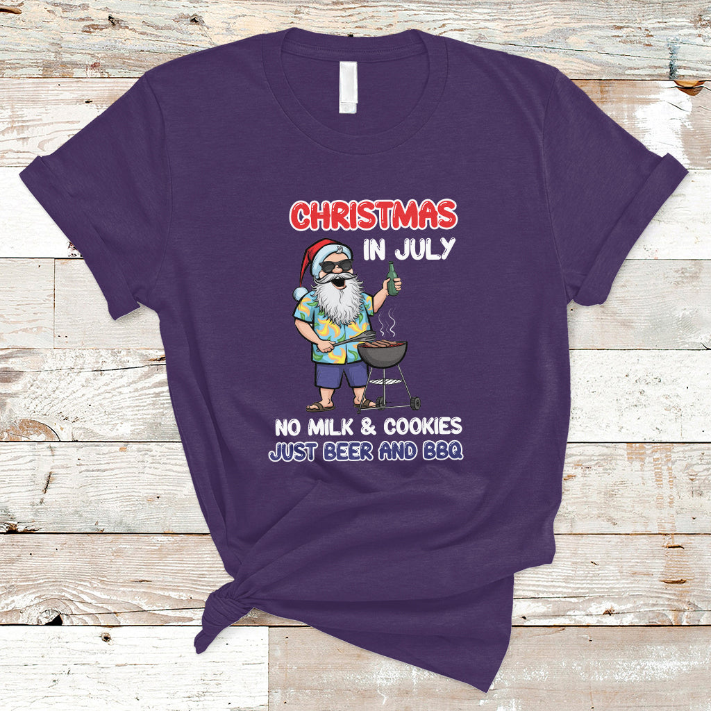 Christmas in July T Shirt Christmas Christmas In July No Milk And Cookies Just Beer And BBQ - Wonder Print Shop
