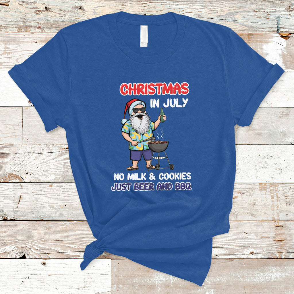 Christmas in July T Shirt Christmas Christmas In July No Milk And Cookies Just Beer And BBQ - Wonder Print Shop