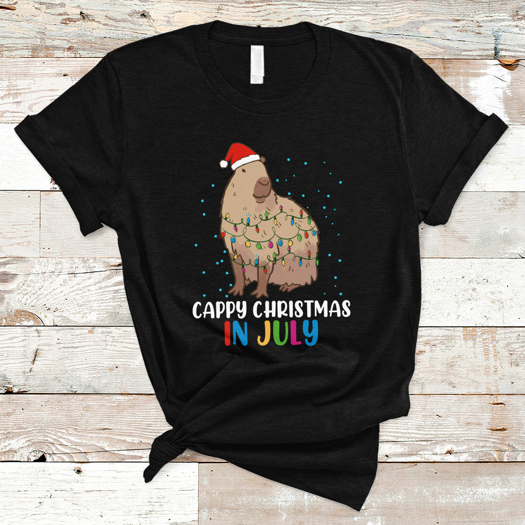Christmas in July T Shirt Christmas in July Cute Capybara Cappy Christmas Xmas Lights - Wonder Print Shop