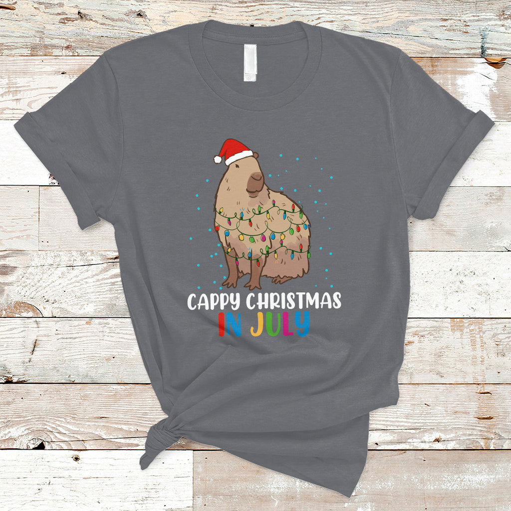 Christmas in July T Shirt Christmas in July Cute Capybara Cappy Christmas Xmas Lights - Wonder Print Shop