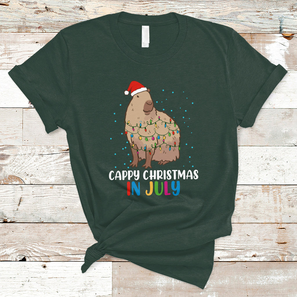 Christmas in July T Shirt Christmas in July Cute Capybara Cappy Christmas Xmas Lights - Wonder Print Shop
