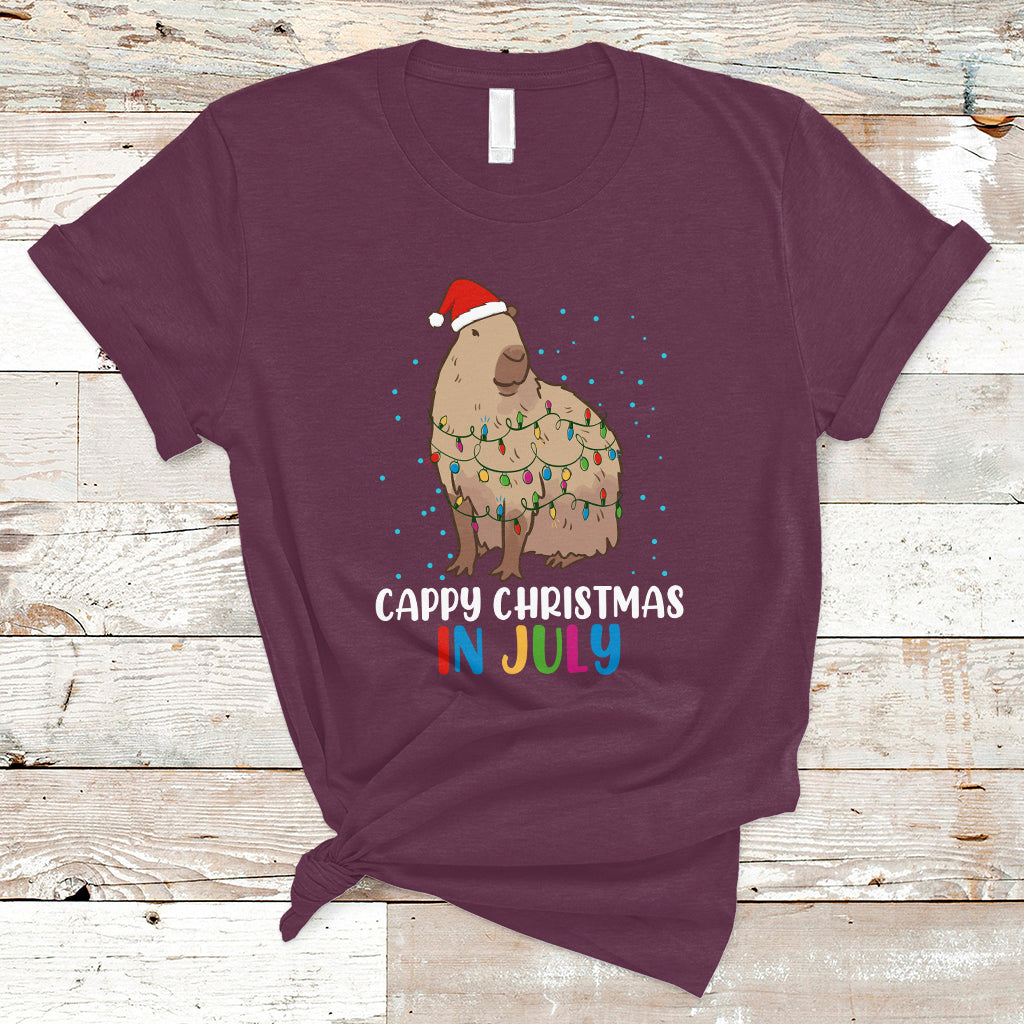 Christmas in July T Shirt Christmas in July Cute Capybara Cappy Christmas Xmas Lights - Wonder Print Shop