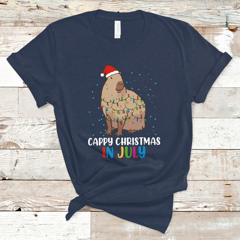 Christmas in July T Shirt Christmas in July Cute Capybara Cappy Christmas Xmas Lights - Wonder Print Shop