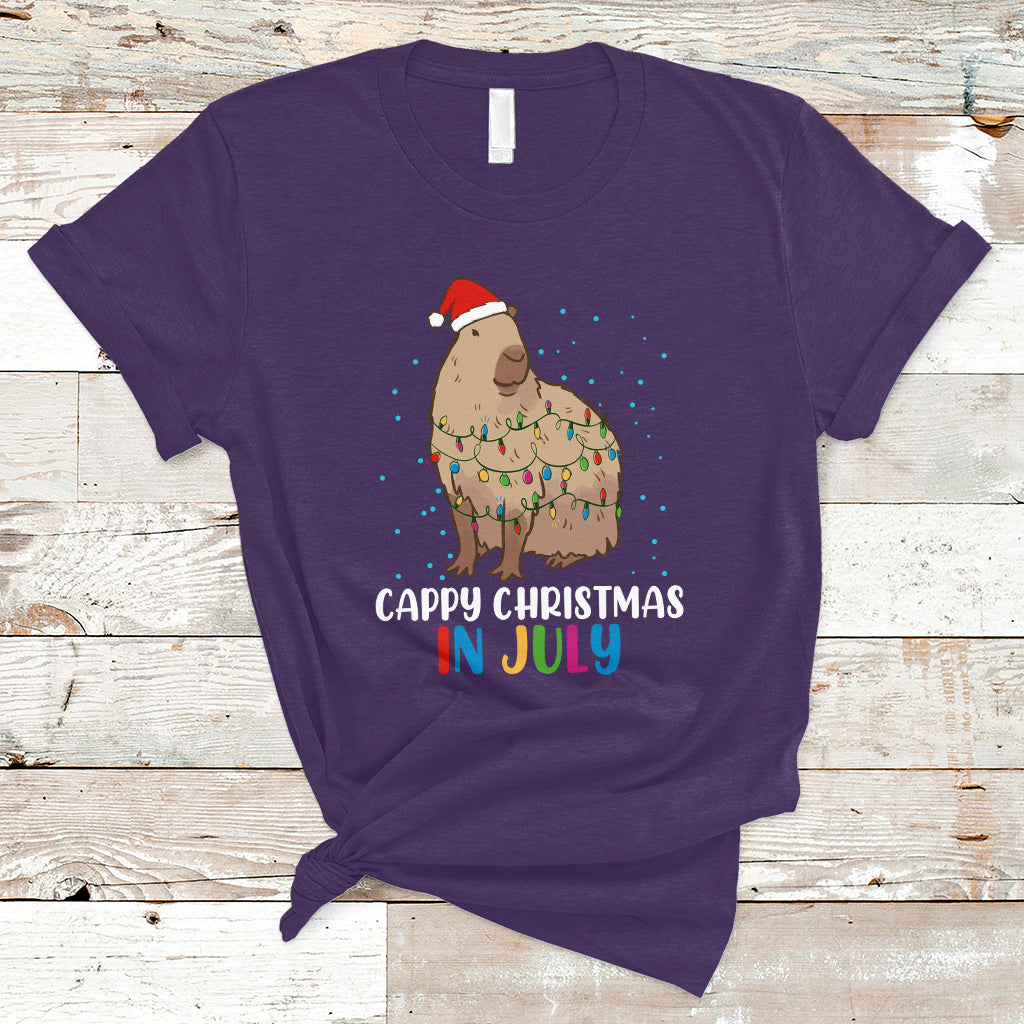 Christmas in July T Shirt Christmas in July Cute Capybara Cappy Christmas Xmas Lights - Wonder Print Shop