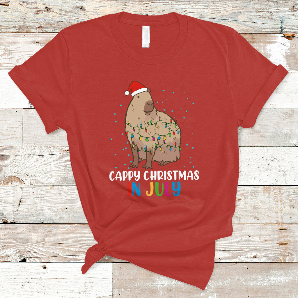 Christmas in July T Shirt Christmas in July Cute Capybara Cappy Christmas Xmas Lights - Wonder Print Shop