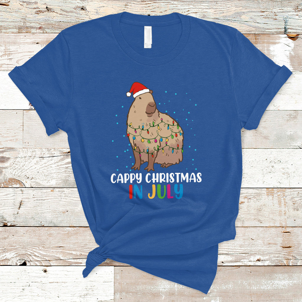Christmas in July T Shirt Christmas in July Cute Capybara Cappy Christmas Xmas Lights - Wonder Print Shop