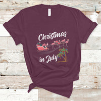 Christmas in July T Shirt Christmas in July Pink Flamingo Funny Xmas Matching - Wonder Print Shop