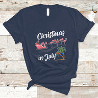 Christmas in July T Shirt Christmas in July Pink Flamingo Funny Xmas Matching - Wonder Print Shop
