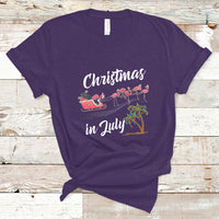 Christmas in July T Shirt Christmas in July Pink Flamingo Funny Xmas Matching - Wonder Print Shop