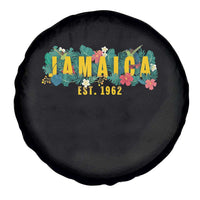 Jamaica Est 1962 Tropical Independence Spare Tire Cover Doctor Bird and Hibiscus Botanical Travel Souvenir