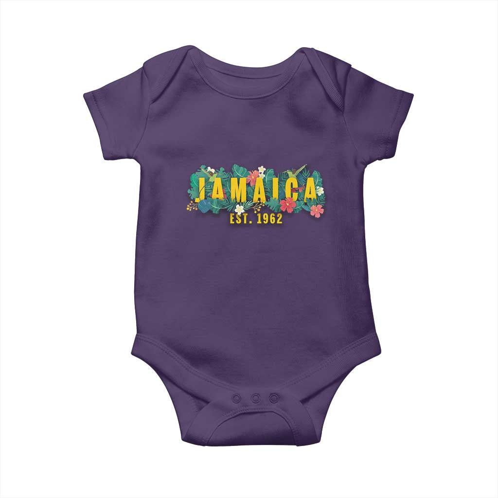 Jamaica Est 1962 Tropical Independence Baby Onesie Doctor Bird and Hibiscus Botanical Travel Souvenir