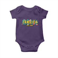 Jamaica Est 1962 Tropical Independence Baby Onesie Doctor Bird and Hibiscus Botanical Travel Souvenir