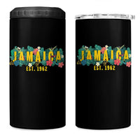 Jamaica Est 1962 Tropical Independence 4 in 1 Can Cooler Tumbler Doctor Bird and Hibiscus Botanical Travel Souvenir