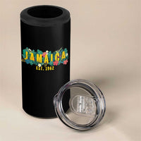 Jamaica Est 1962 Tropical Independence 4 in 1 Can Cooler Tumbler Doctor Bird and Hibiscus Botanical Travel Souvenir