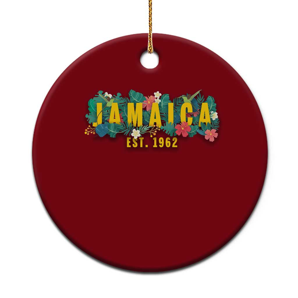 Jamaica Est 1962 Tropical Independence Ceramic Ornament Doctor Bird and Hibiscus Botanical Travel Souvenir