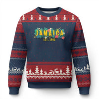 Jamaica Est 1962 Tropical Independence Ugly Christmas Sweater Doctor Bird and Hibiscus Botanical Travel Souvenir