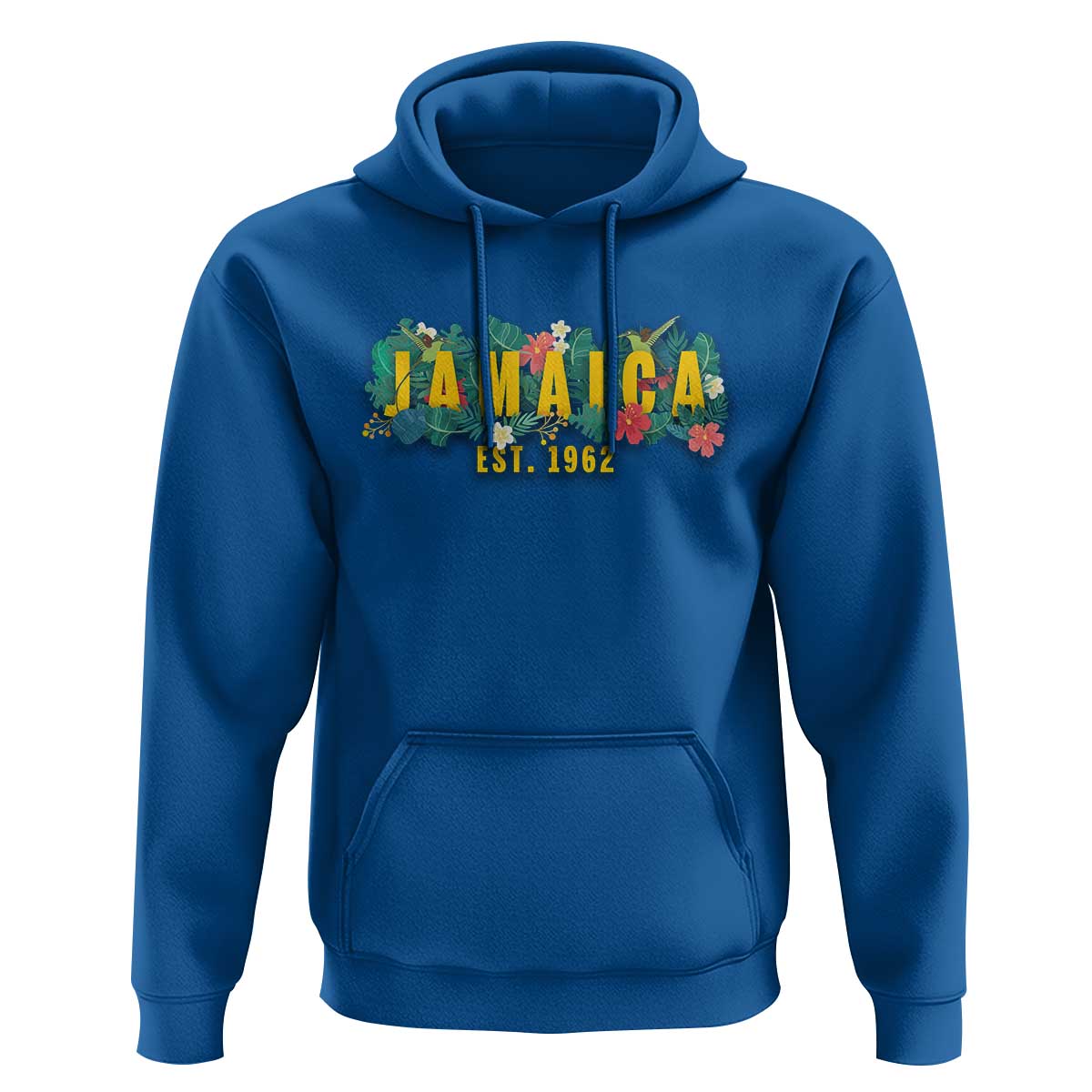 Jamaica Est 1962 Tropical Independence Hoodie Doctor Bird and Hibiscus Botanical Travel Souvenir