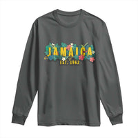 Jamaica Est 1962 Tropical Independence Long Sleeve Shirt Doctor Bird and Hibiscus Botanical Travel Souvenir