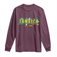 Jamaica Est 1962 Tropical Independence Long Sleeve Shirt Doctor Bird and Hibiscus Botanical Travel Souvenir