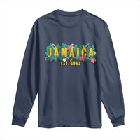 Jamaica Est 1962 Tropical Independence Long Sleeve Shirt Doctor Bird and Hibiscus Botanical Travel Souvenir