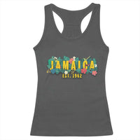 Jamaica Est 1962 Tropical Independence Racerback Tank Top Doctor Bird and Hibiscus Botanical Travel Souvenir