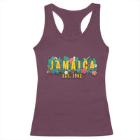Jamaica Est 1962 Tropical Independence Racerback Tank Top Doctor Bird and Hibiscus Botanical Travel Souvenir