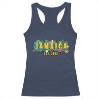 Jamaica Est 1962 Tropical Independence Racerback Tank Top Doctor Bird and Hibiscus Botanical Travel Souvenir
