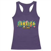 Jamaica Est 1962 Tropical Independence Racerback Tank Top Doctor Bird and Hibiscus Botanical Travel Souvenir