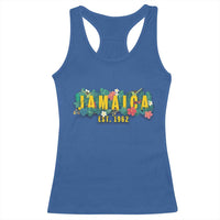 Jamaica Est 1962 Tropical Independence Racerback Tank Top Doctor Bird and Hibiscus Botanical Travel Souvenir