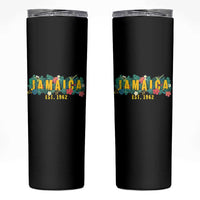 Jamaica Est 1962 Tropical Independence Skinny Tumbler Doctor Bird and Hibiscus Botanical Travel Souvenir
