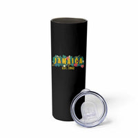 Jamaica Est 1962 Tropical Independence Skinny Tumbler Doctor Bird and Hibiscus Botanical Travel Souvenir