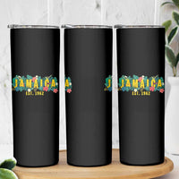 Jamaica Est 1962 Tropical Independence Skinny Tumbler Doctor Bird and Hibiscus Botanical Travel Souvenir