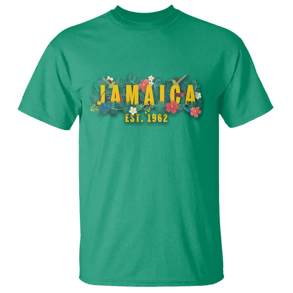 Jamaica Est 1962 Tropical Independence T Shirt Doctor Bird and Hibiscus Botanical Travel Souvenir TS02