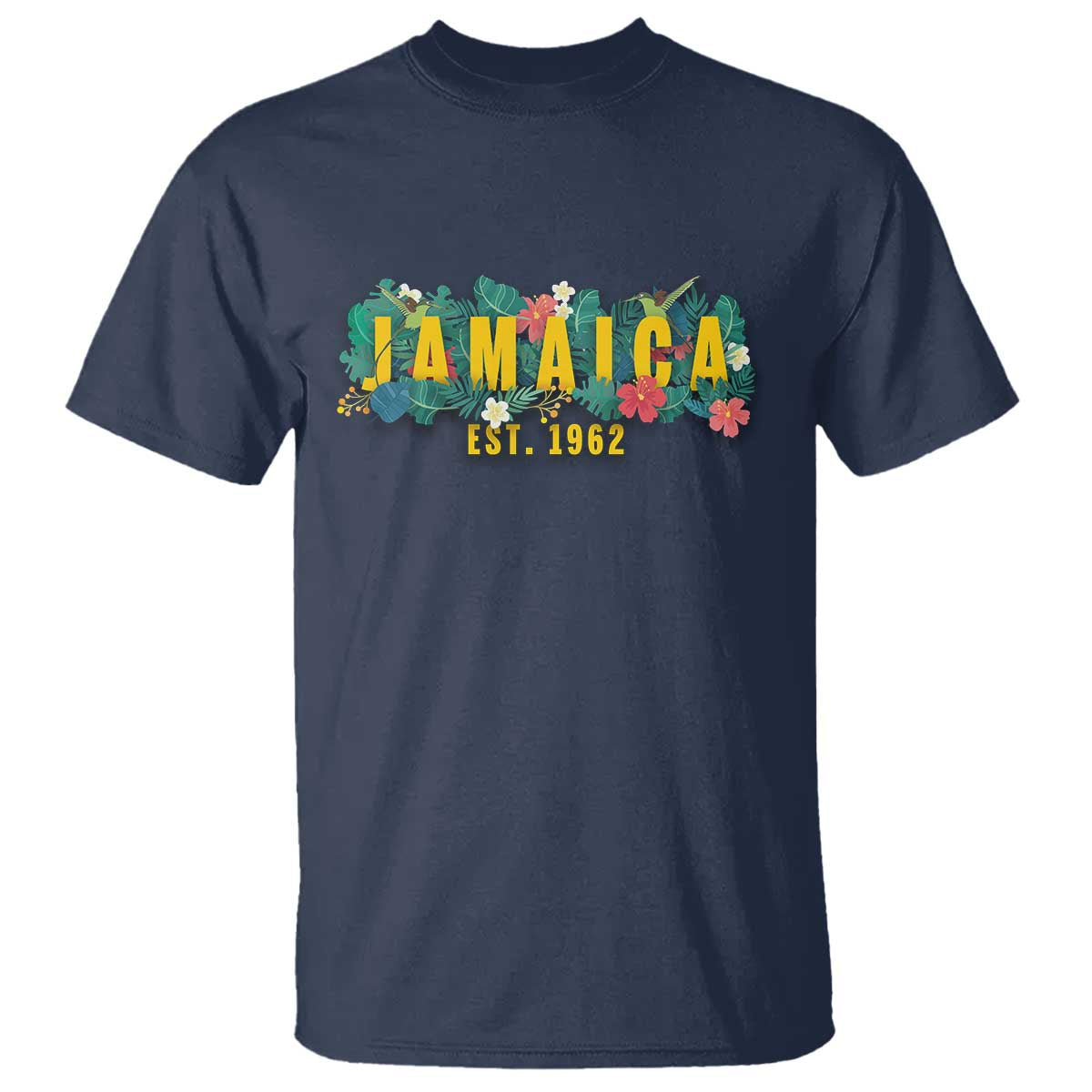 Jamaica Est 1962 Tropical Independence T Shirt Doctor Bird and Hibiscus Botanical Travel Souvenir TS02