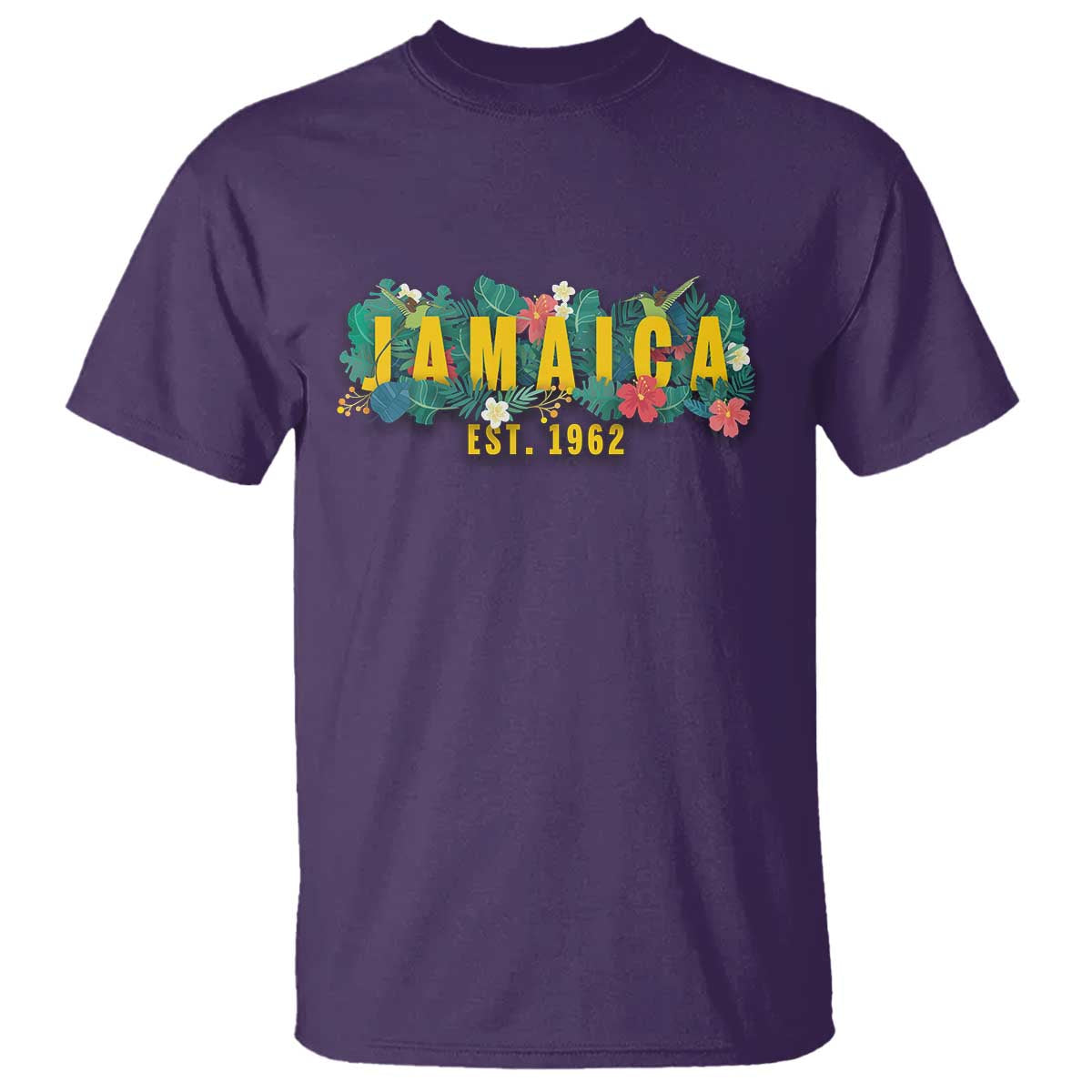 Jamaica Est 1962 Tropical Independence T Shirt Doctor Bird and Hibiscus Botanical Travel Souvenir TS02
