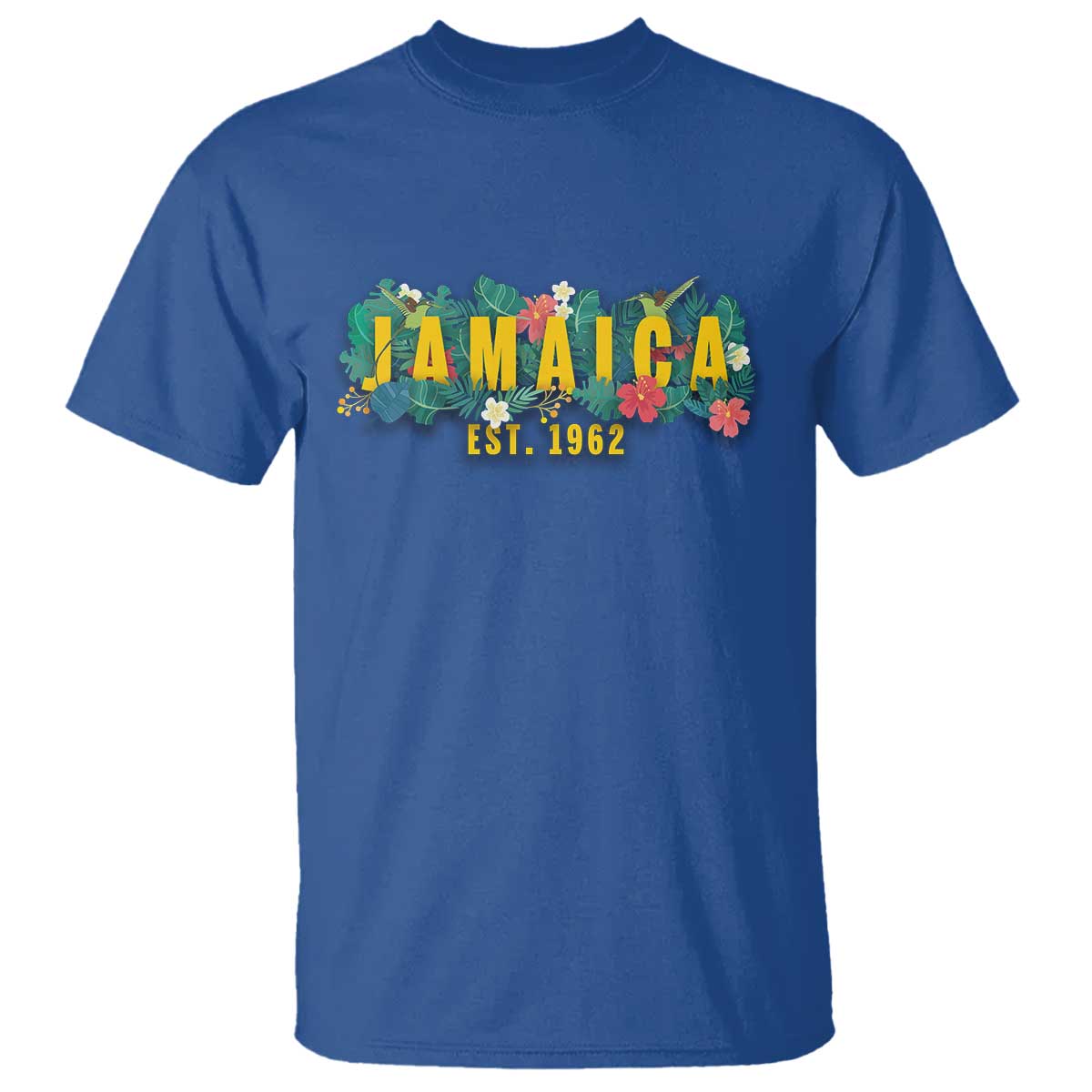 Jamaica Est 1962 Tropical Independence T Shirt Doctor Bird and Hibiscus Botanical Travel Souvenir TS02