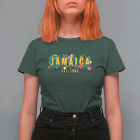 Jamaica Est 1962 Tropical Independence T Shirt For Women Doctor Bird and Hibiscus Botanical Travel Souvenir