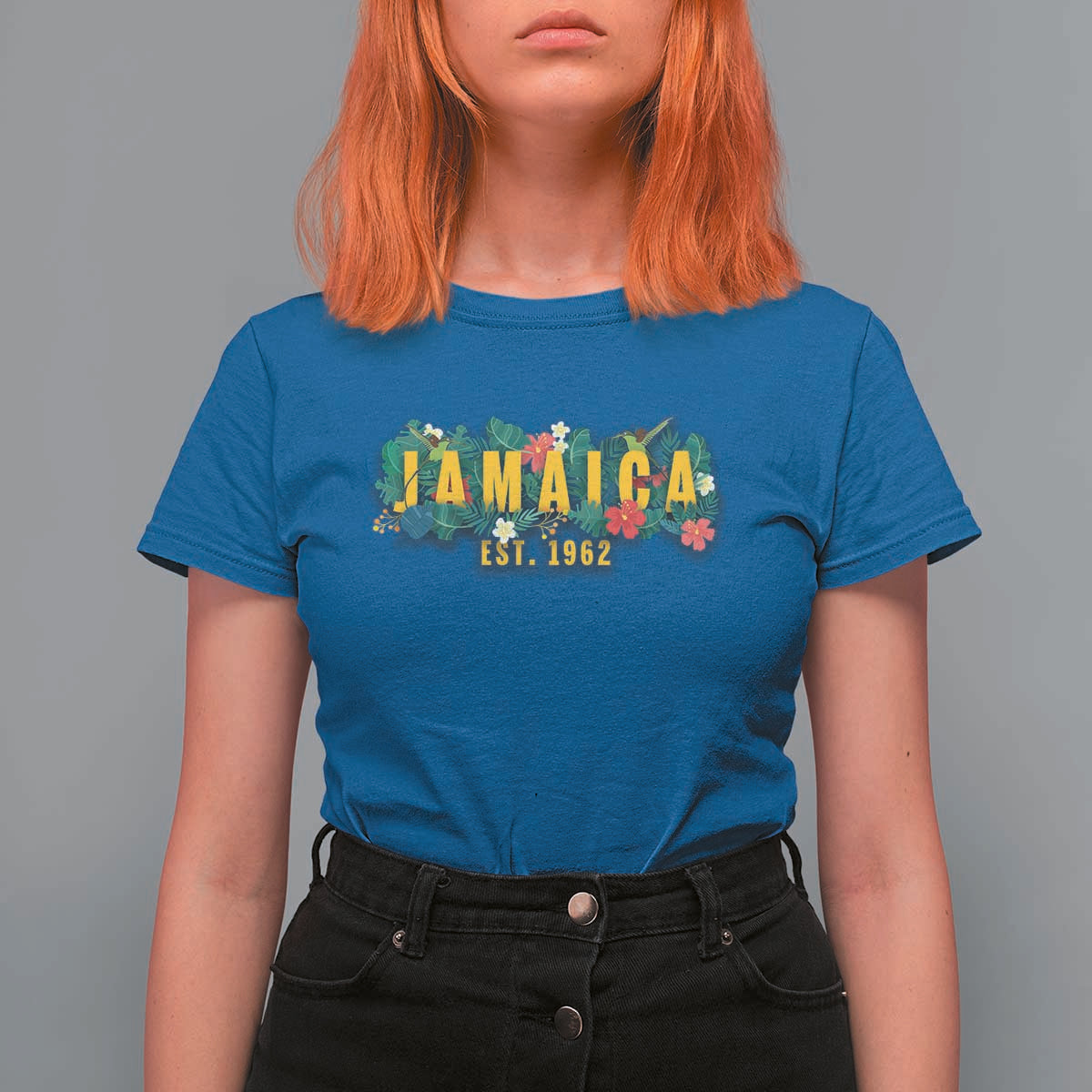 Jamaica Est 1962 Tropical Independence T Shirt For Women Doctor Bird and Hibiscus Botanical Travel Souvenir