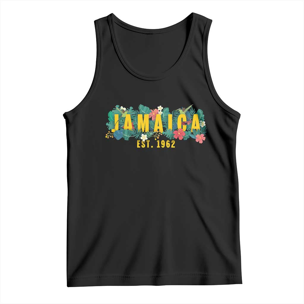 Jamaica Est 1962 Tropical Independence Tank Top Doctor Bird and Hibiscus Botanical Travel Souvenir