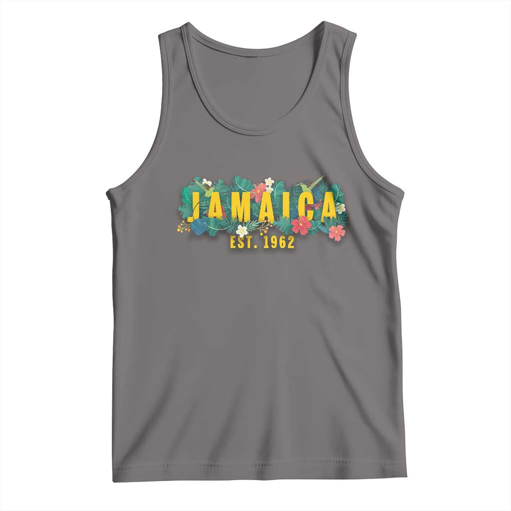 Jamaica Est 1962 Tropical Independence Tank Top Doctor Bird and Hibiscus Botanical Travel Souvenir