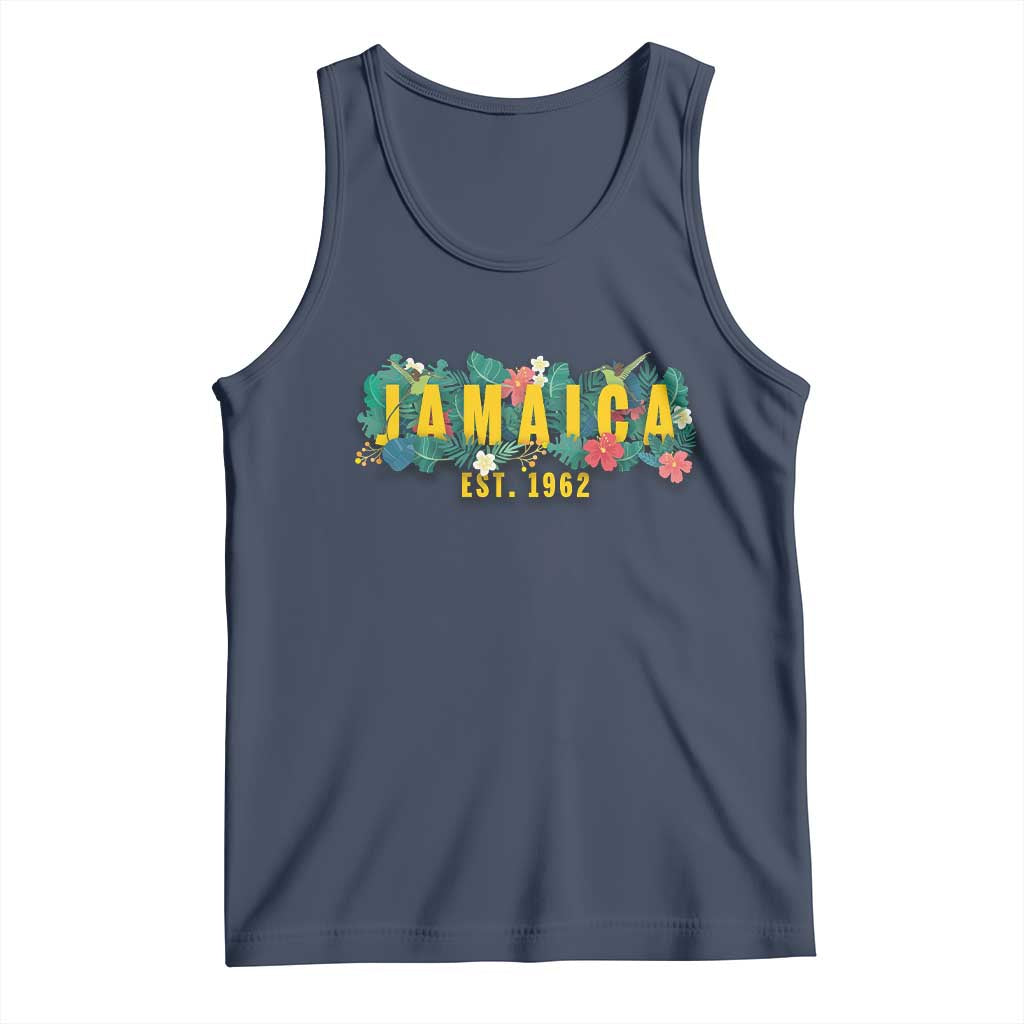 Jamaica Est 1962 Tropical Independence Tank Top Doctor Bird and Hibiscus Botanical Travel Souvenir