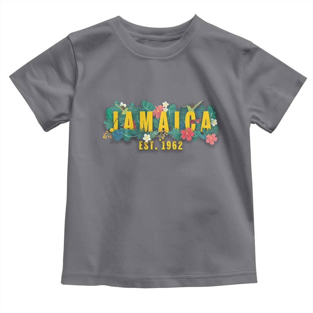 Jamaica Est 1962 Tropical Independence Toddler T Shirt Doctor Bird and Hibiscus Botanical Travel Souvenir