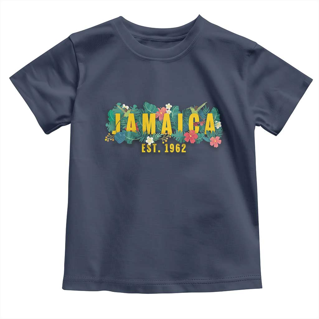 Jamaica Est 1962 Tropical Independence Toddler T Shirt Doctor Bird and Hibiscus Botanical Travel Souvenir