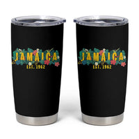 Jamaica Est 1962 Tropical Independence Tumbler Cup Doctor Bird and Hibiscus Botanical Travel Souvenir