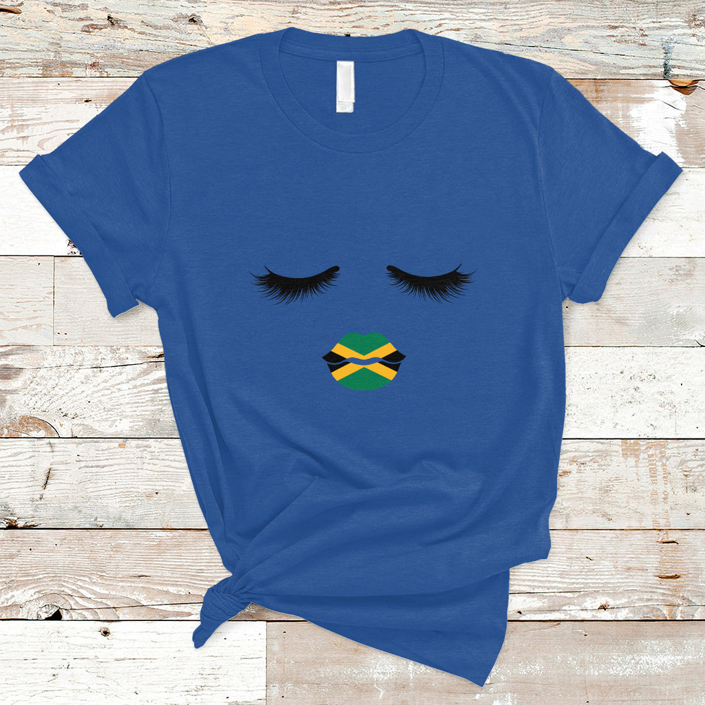 Jamaica T Shirt Jamaican Black Girls Eyelashes Lips Jamaica Flag Womens - Wonder Print Shop