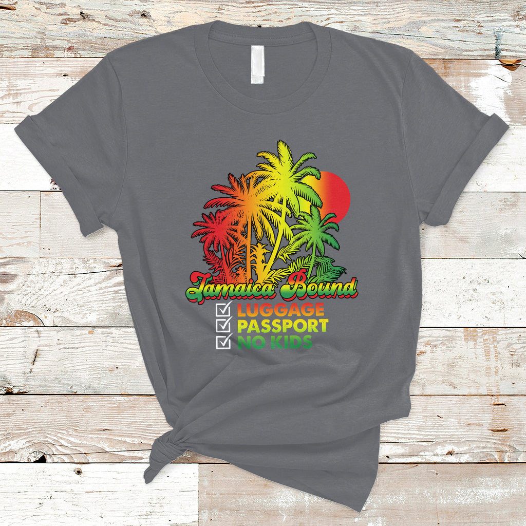 Jamaica T Shirt Jamaica Travel Luggage Passport No Kids Jamaican Reggae - Wonder Print Shop