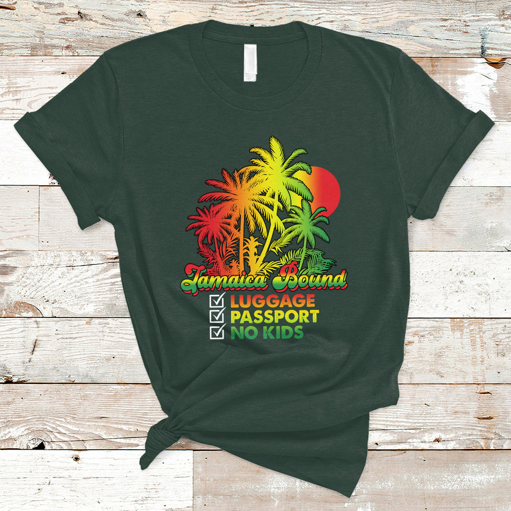 Jamaica T Shirt Jamaica Travel Luggage Passport No Kids Jamaican Reggae - Wonder Print Shop