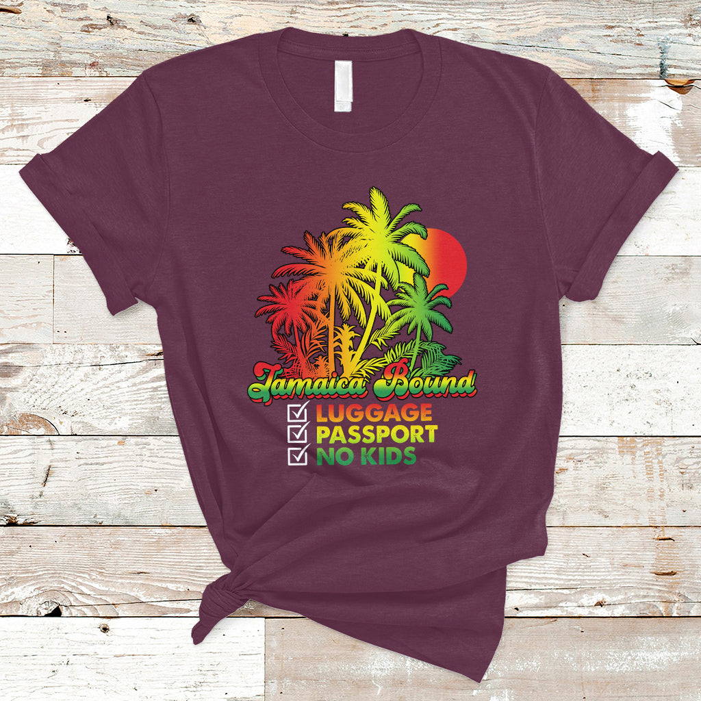 Jamaica T Shirt Jamaica Travel Luggage Passport No Kids Jamaican Reggae - Wonder Print Shop