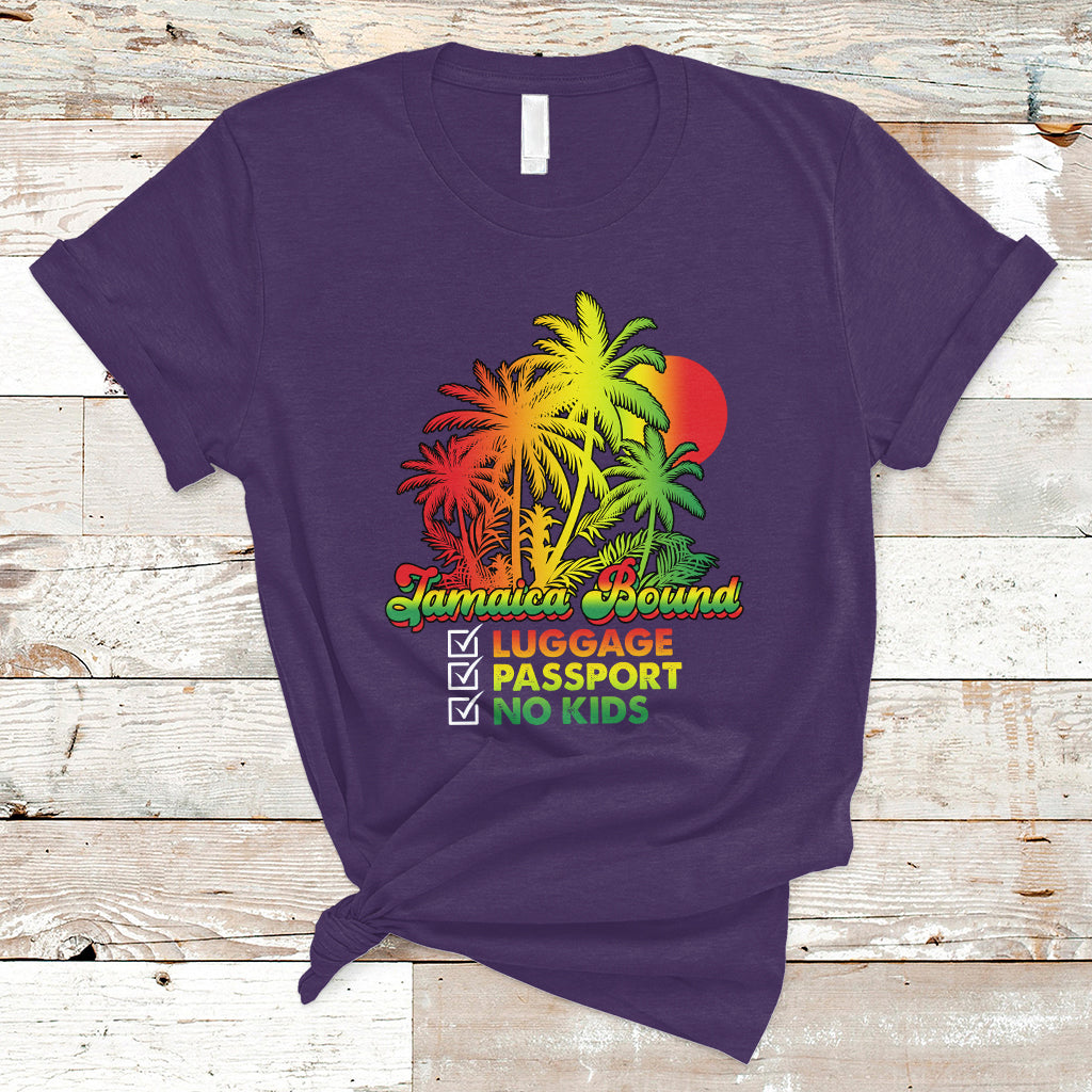 Jamaica T Shirt Jamaica Travel Luggage Passport No Kids Jamaican Reggae - Wonder Print Shop
