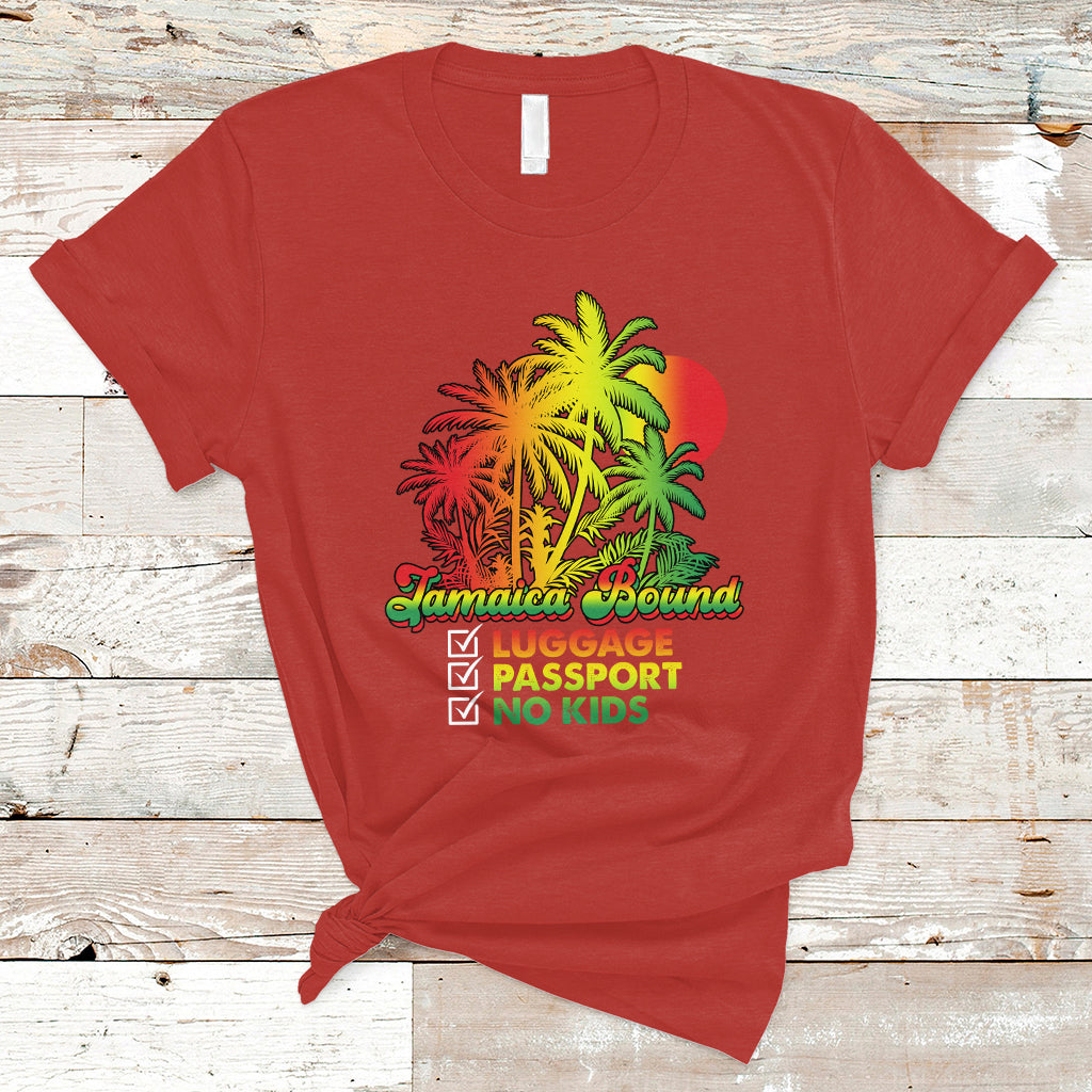 Jamaica T Shirt Jamaica Travel Luggage Passport No Kids Jamaican Reggae - Wonder Print Shop
